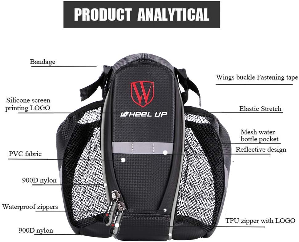 Bolsa para botella de agua, impermeable, parte trasera debajo del asiento, bolsa doble para botella, bolsillo trasero de bicicleta con tira
