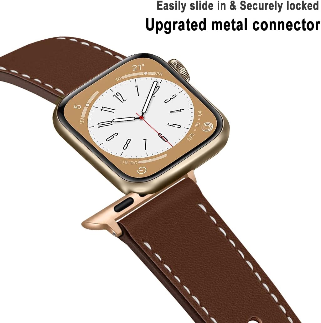 Soft Leather Band For Apple Watch Band 40mm 41mm 44mm 45mm 49mm Ultra 38mm 42mm,Metal Butterfly Buckle Leather Replacement Band for iWatch Series 8