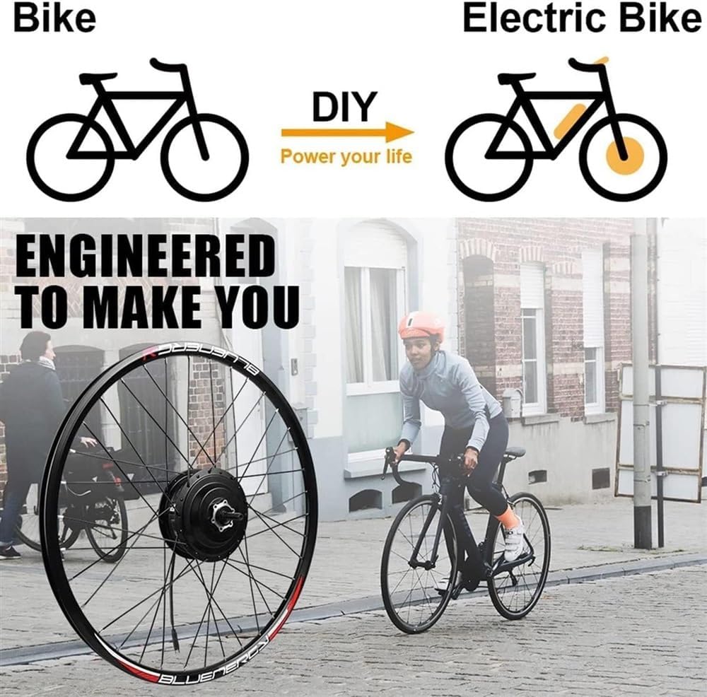 Kit de conversión de bicicleta eléctrica para rueda delantera, kit de conversión de bicicleta eléctrica con controlador y pantalla LCD8S (color