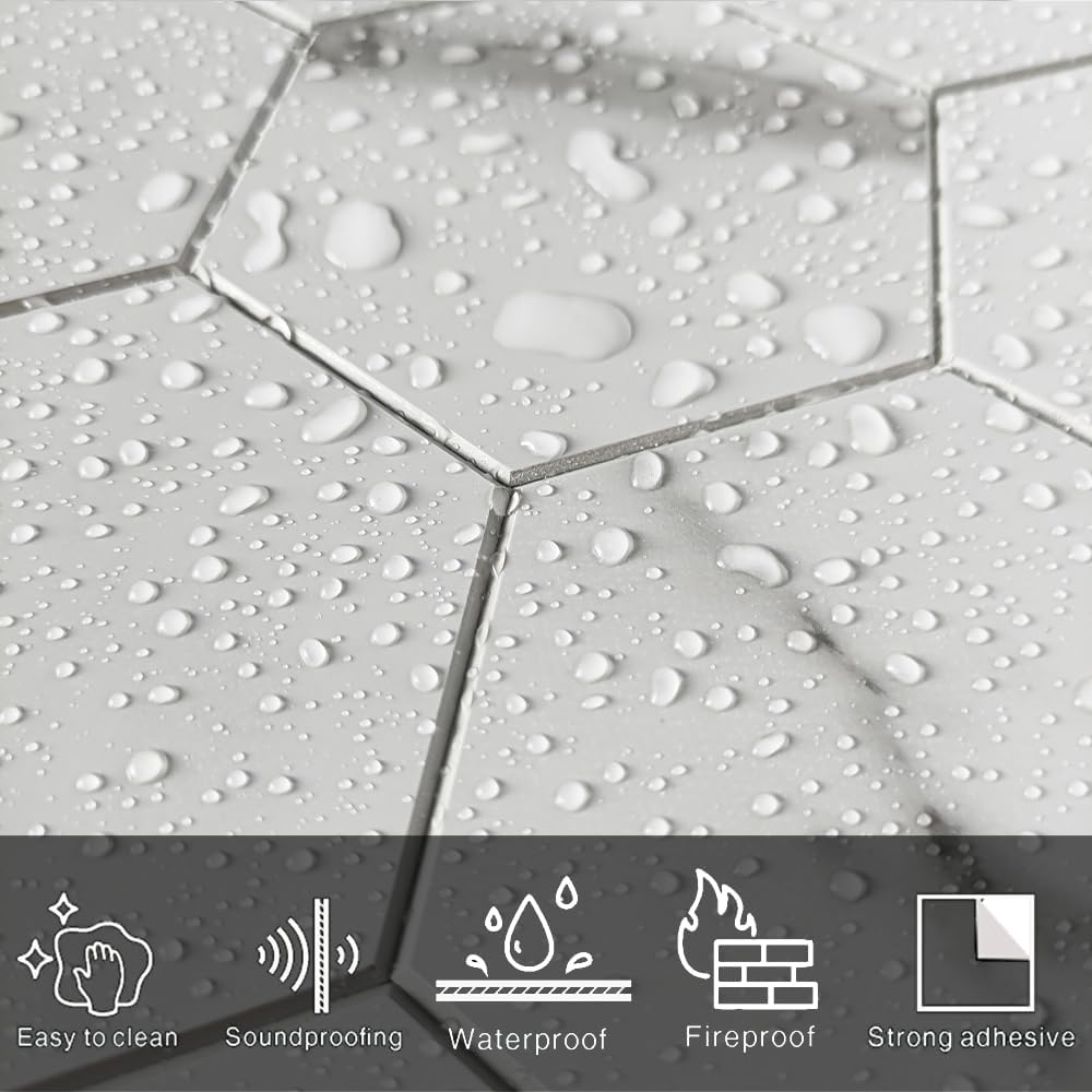 COLAMO LUXURY – Paquete de 5 azulejos de mármol de Carrara blanco para salpicaduras de cocina, azulejos autoadhesivos para caravana, salpicadura