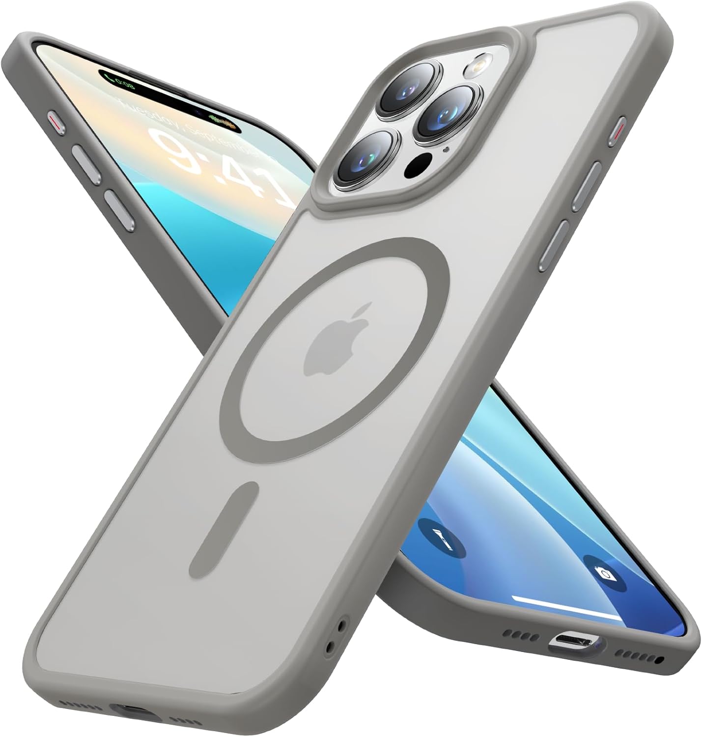 Funda magnética fuerte para iPhone 15 Pro Max, compatible con MagSafe, probada en caídas de grado militar, a prueba de golpes, delgada, translúcida,