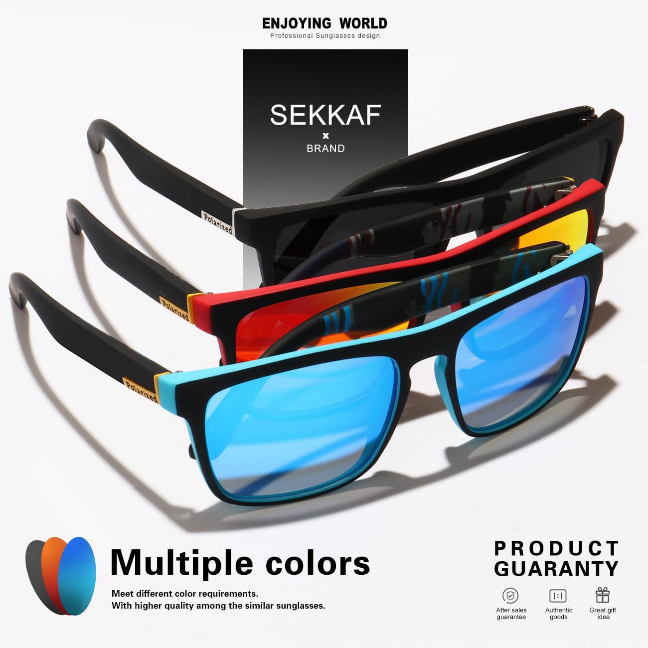 Lentes de sol polarizados para hombres y mujeres, para conducir, deportes, senderismo, gafas de sol, montura cuadrada clásica, protección UV400