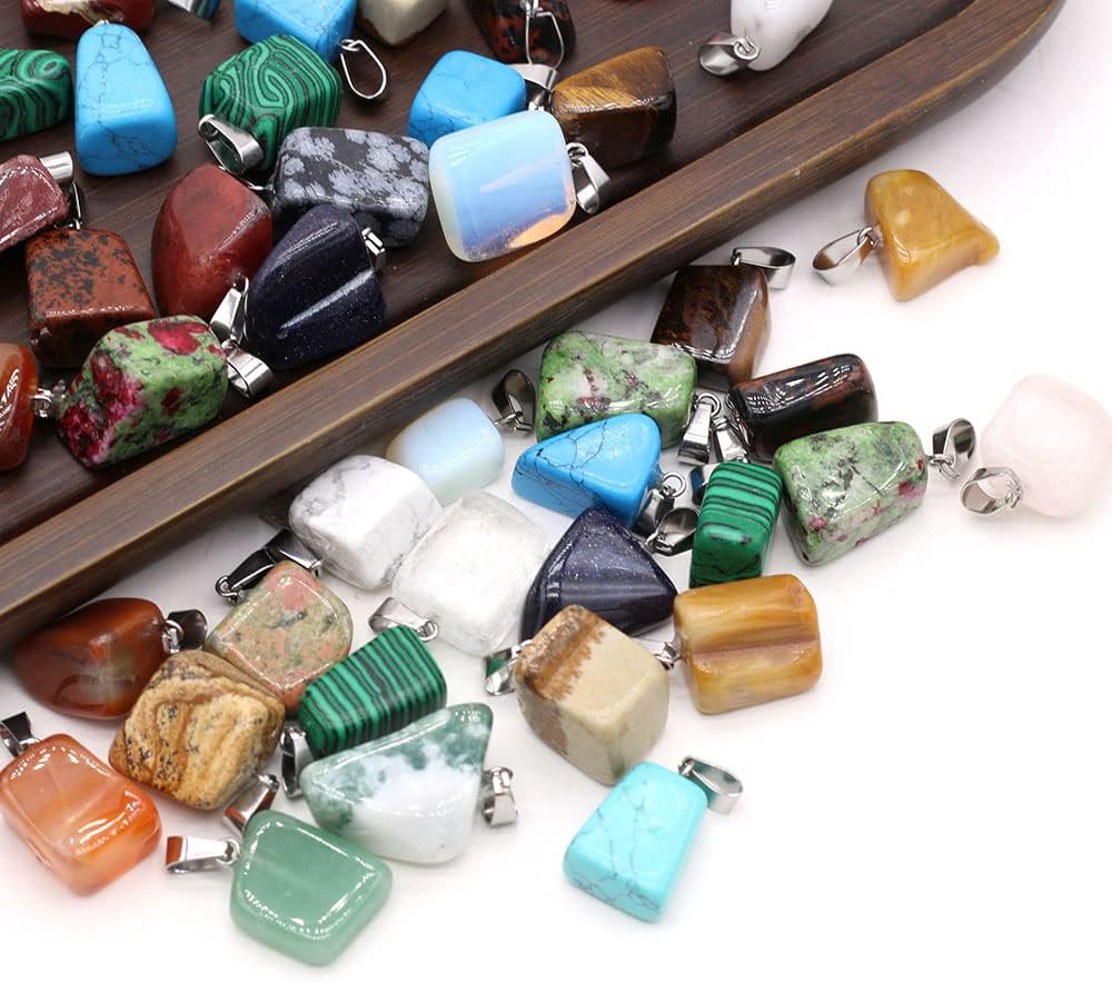 20 dijes de piedra natural irregulares al azar mezclados de ágata de cristal curativo para hacer joyas, collares, aretes, meditación, Piedra Ágata