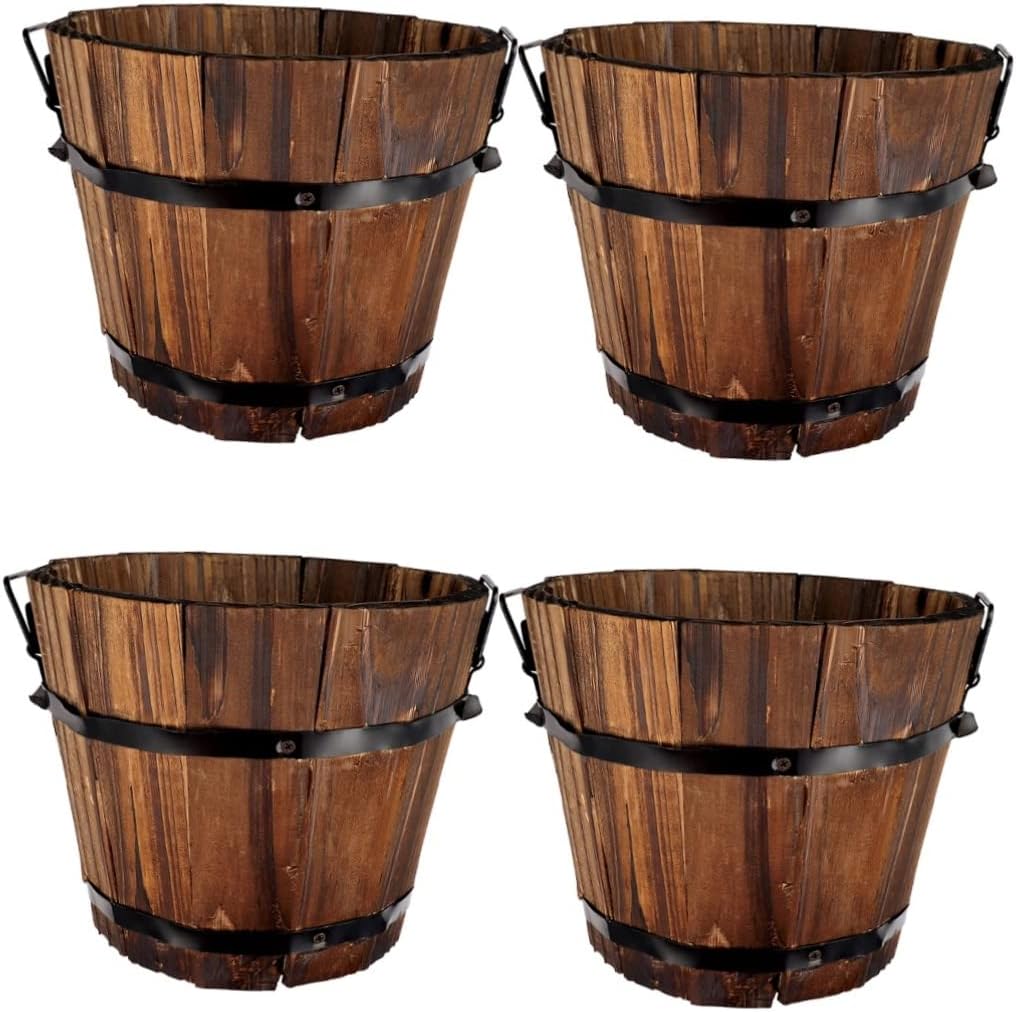 Cabilock Maceta de 4 piezas para exteriores, maceta multifuncional, cubo de madera, decoración de escritorio, caja de flores sintéticas, maceta para