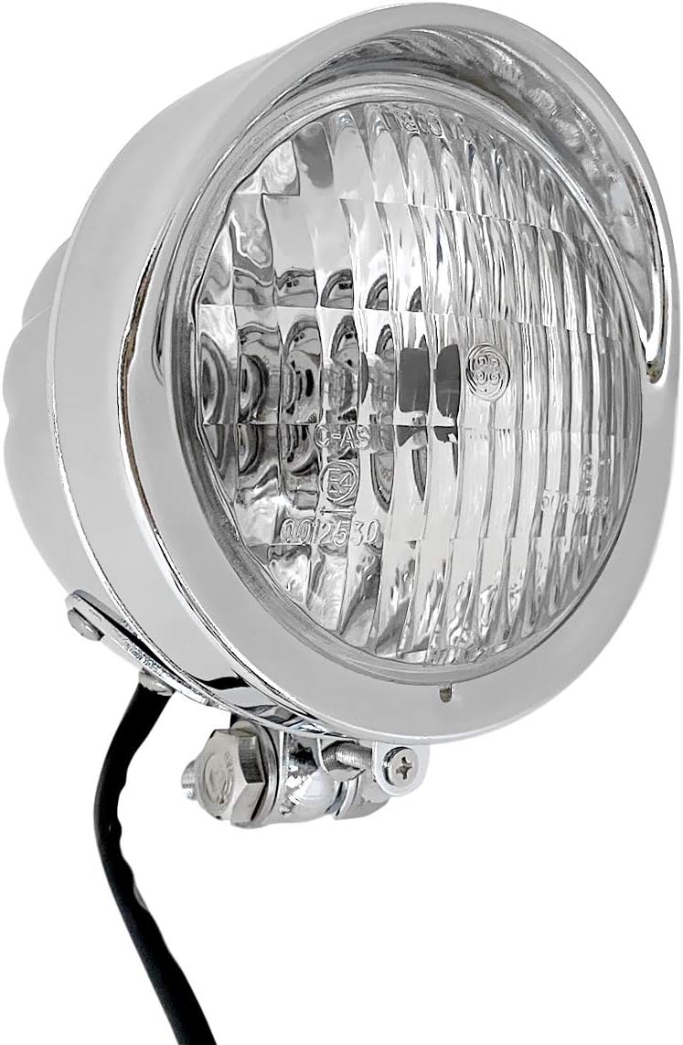 FATECIM 4.5 “motocicleta faro aluminio visera Bullet cromo cabeza luz lámpara para Harley Sportster XL Dyna Softail Bobber