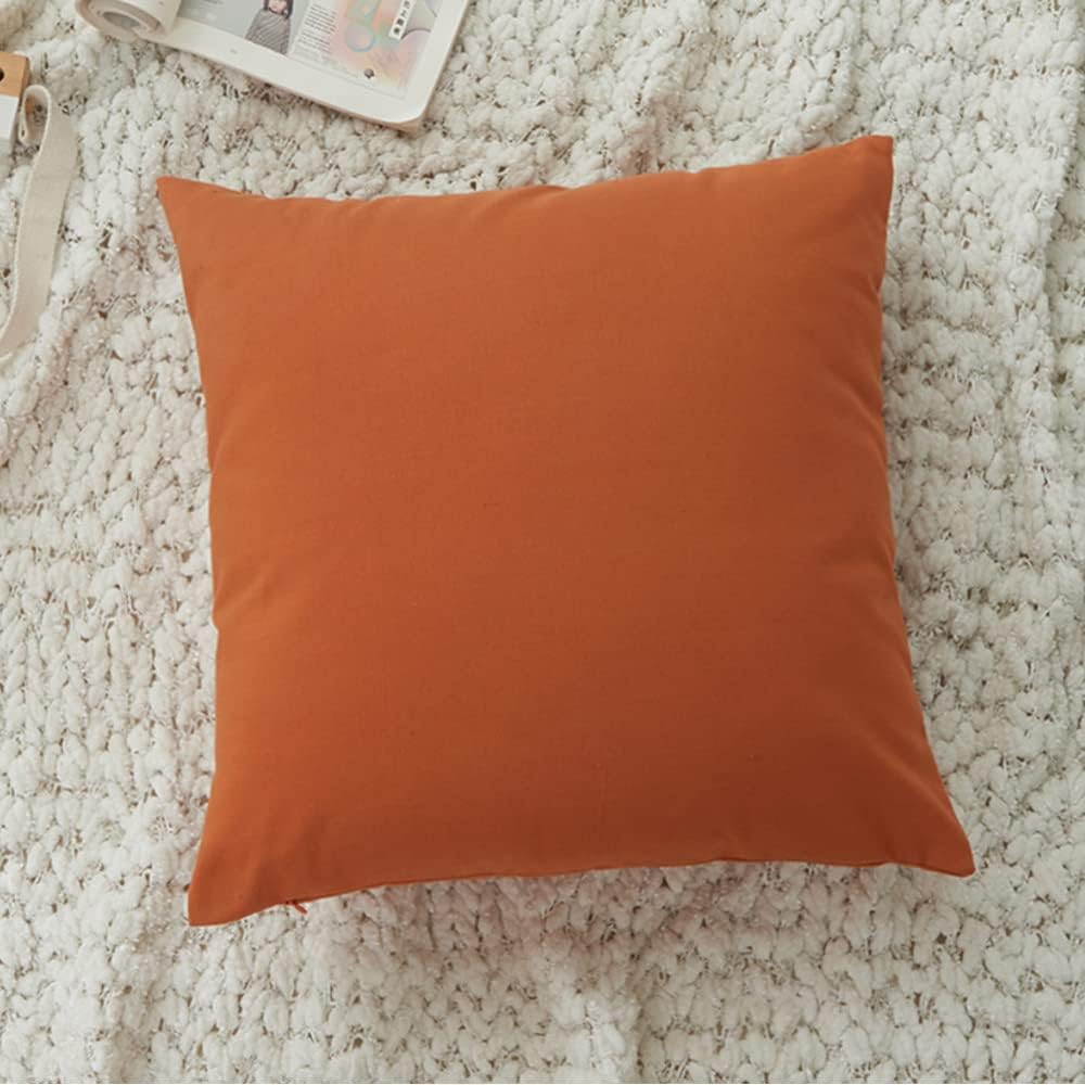 Fundas de almohada de otoño de 22 x 22 pulgadas, fundas de almohada naranja con cuadros de búfalo, naranja sólido, diseño a rayas y cuadros a