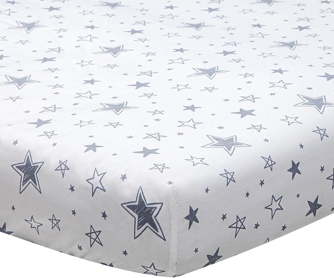 Juego de 4 sábanas bajeras unisex de estrellas y luna para bebés, niños o niñas (sábanas para cuna)