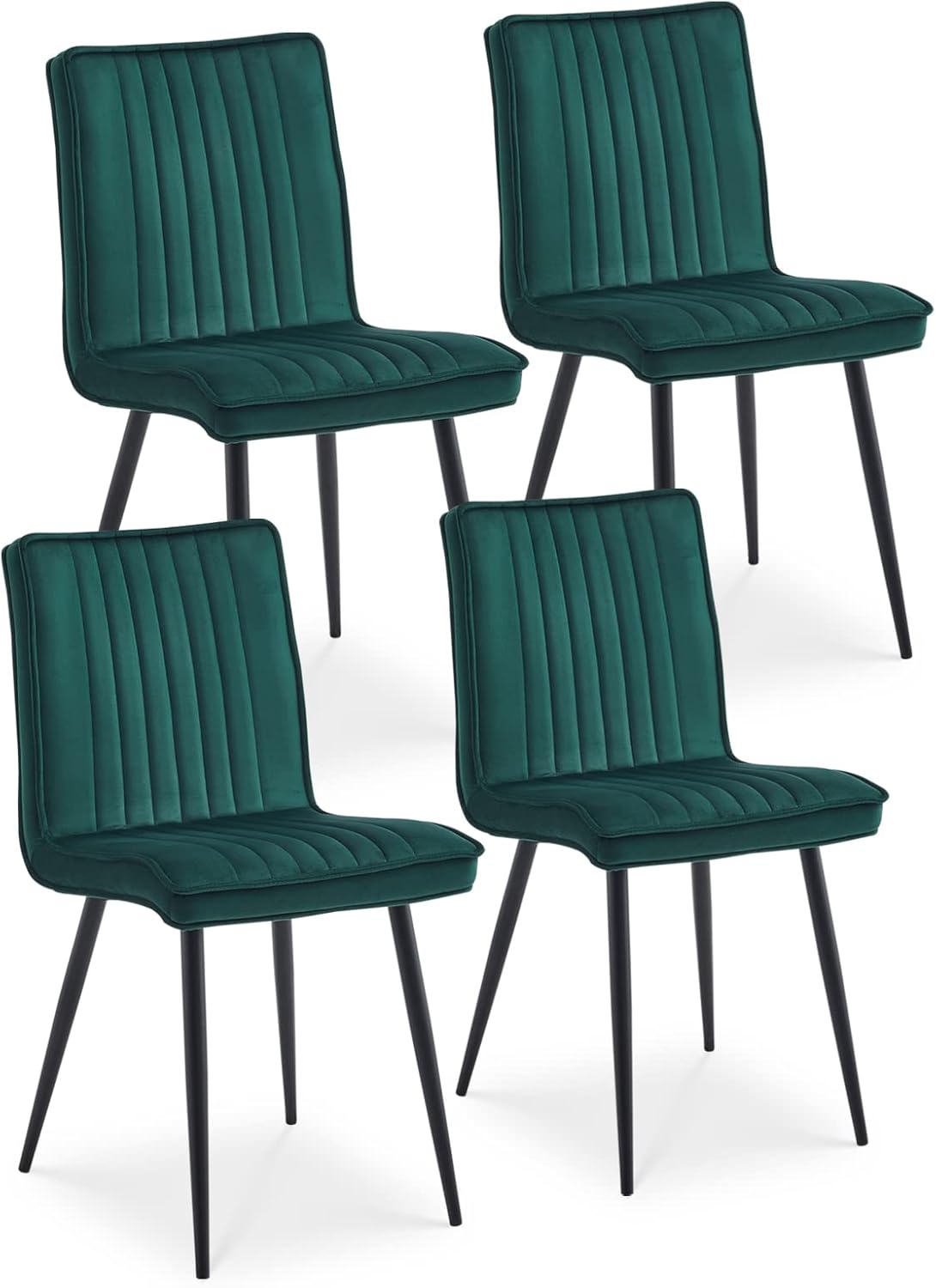 TUKAILAi Juego de 4 sillas de comedor de terciopelo, sillas de cocina tapizadas con respaldo y patas de metal fuertes, silla de ocio para sala de
