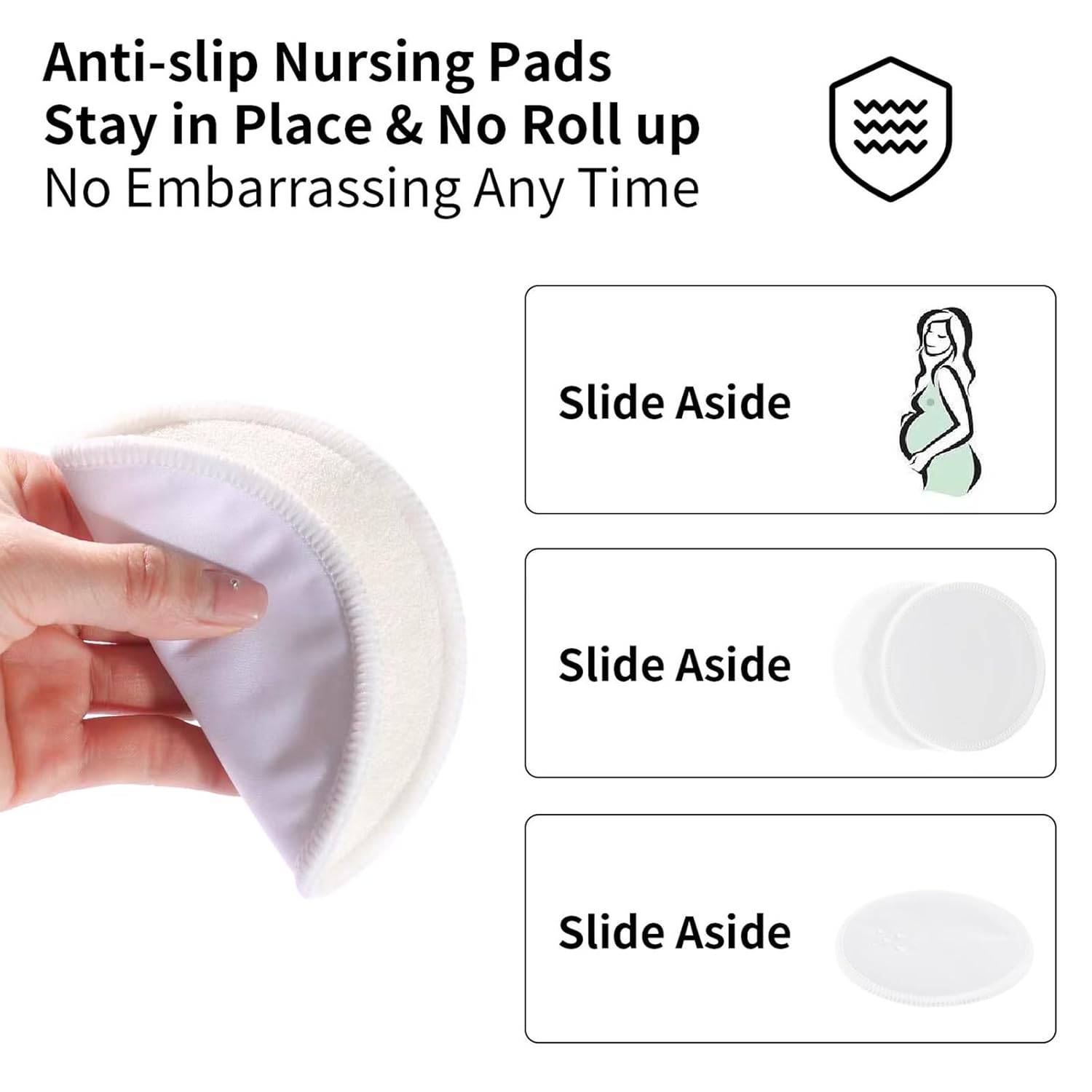 Almohadillas orgánicas para lactancia materna, paquete de 6 almohadillas posparto reutilizables y lavables para lactancia materna y maternidad, con