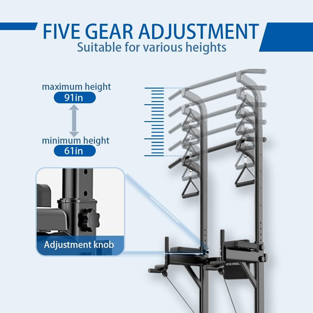 Power Tower – Estación de dominadas y inmersión multifunción para entrenamiento de fuerza en el hogar, estación de entrenamiento de fitness, altura