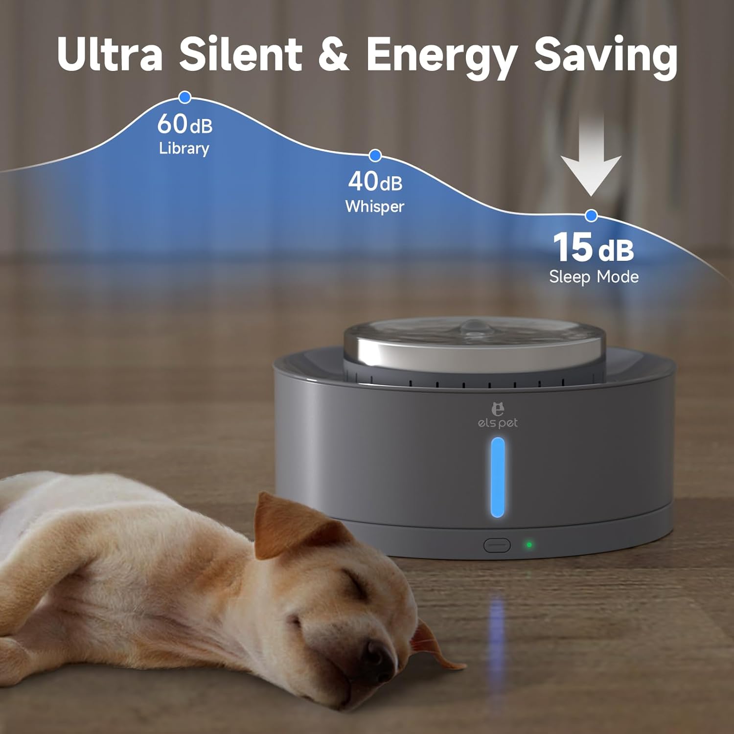 ELS PET Fuente de agua para perros de 270 oz8 L fuente de agua grande para mascotas, ultra silenciosa, dispensador automático de agua para gatos,