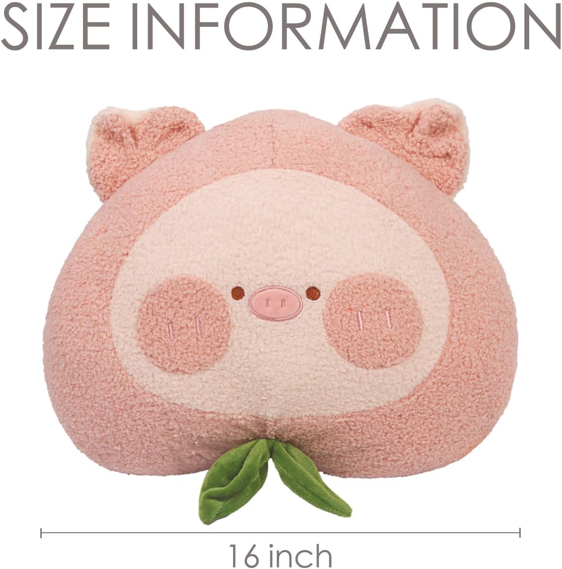 ARELUX Almohada de peluche de anime de cerdo suave de 16 pulgadas, lindo peluche de cerdito de durazno, peluche kawaii, decoración de habitación,