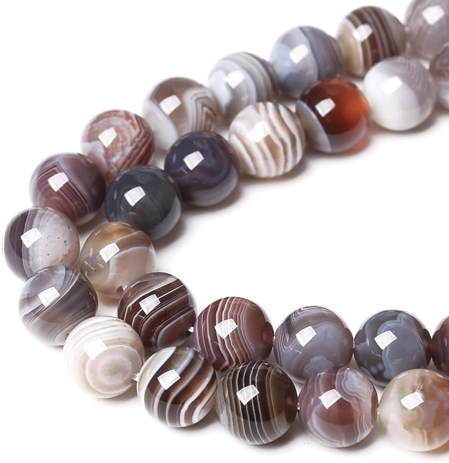 46 cuentas AAA de ágata Sardonyx natural de Botswana de 0.315 in para la fabricación de joyas, piedra energética de cristal curativo, para hacer