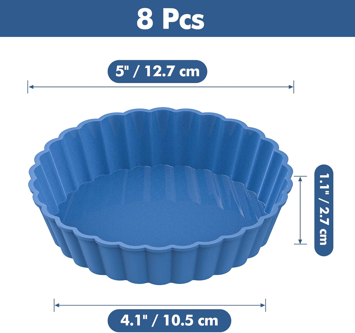 Webake Sartén de silicona para quiche, 8 sartenes acanaladas para tartas redondas de 5 pulgadas