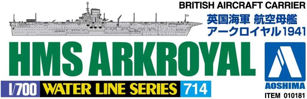 Aoshima Bunka Kyozai 1700 Water Line Series British Navy Aircraft Carrier Arkroyal 1941 Plastic Model 714
