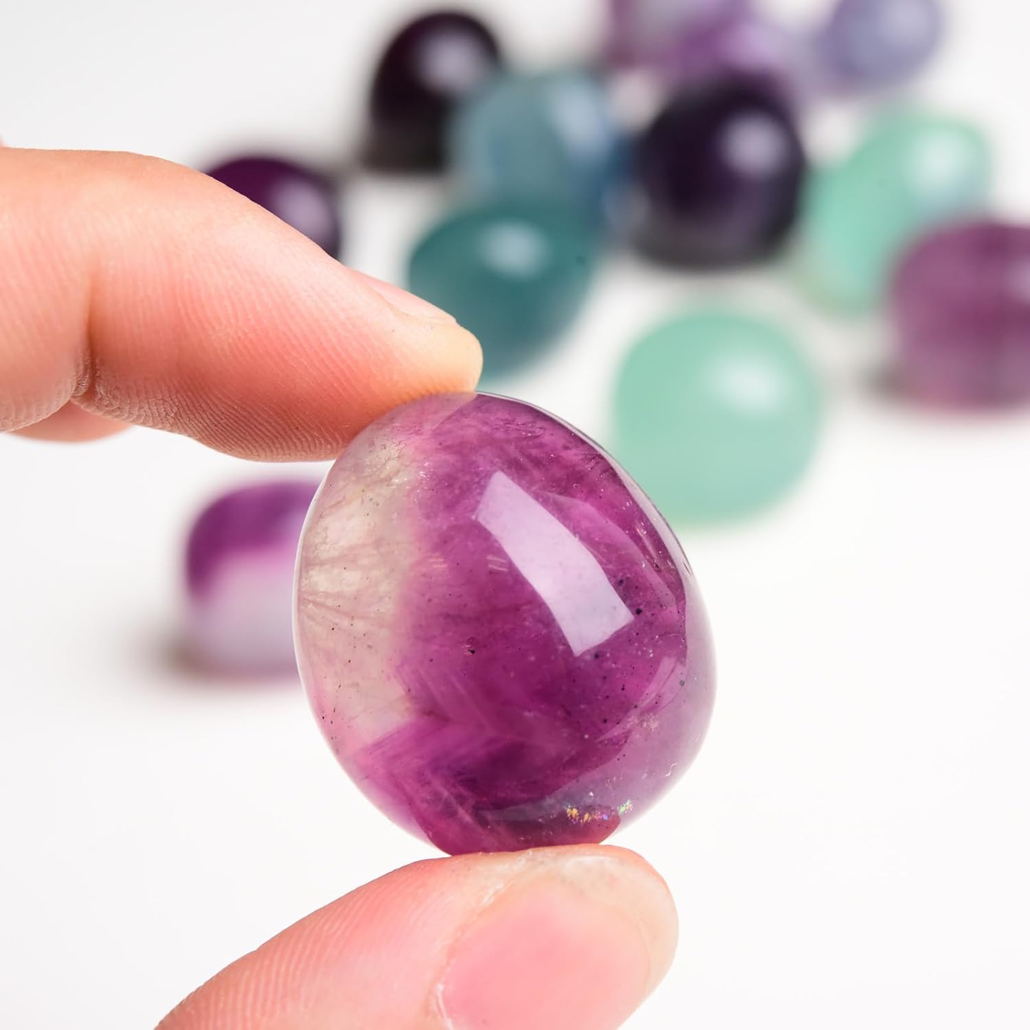 Piedras de cristal pulidas naturales de 2 libras, canicas de vidrio decorativas para relleno de jarrón, rocas para plantas de interiores, grava de