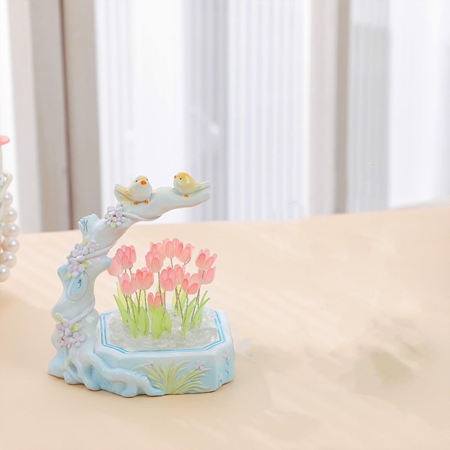 Lámpara de tulipán, lámpara de espejo de tulipán, luz nocturna de tulipán, hecha a mano, decoración de simulación de flores, dormitorio, lámpara de