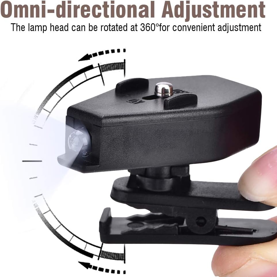 VGEBY 1 par de luz de lectura para gafas, clip de luz LED con clip de luz para anteojos de luz linterna de lectura lámpara de noche