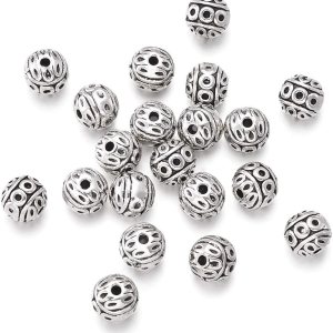 Craftdady 20 cuentas espaciadoras redondas de plata antigua de 0.315 in de metal tibetano para hacer joyas agujero 0.039 in Craftdady 20 cuentas espaciadoras redondas de plata antigua de 0.315 in de metal tibetano para hacer joyas agujero 0.039 in