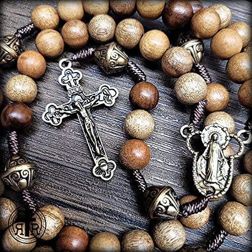 Wood Rosary – Elegantly Handmade Wooden Bead and Bronze Rosary Catholic or Christian Gift Rosaries