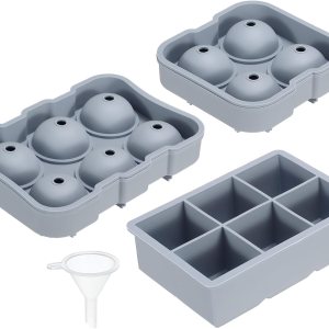 MECCANIXITY Bandeja para cubitos de hielo (juego de 3), máquina de bolas de hielo de esfera azul y bandeja cuadrada para cubitos de hielo para MECCANIXITY Bandeja para cubitos de hielo (juego de 3), máquina de bolas de hielo de esfera azul y bandeja cuadrada para cubitos de hielo para