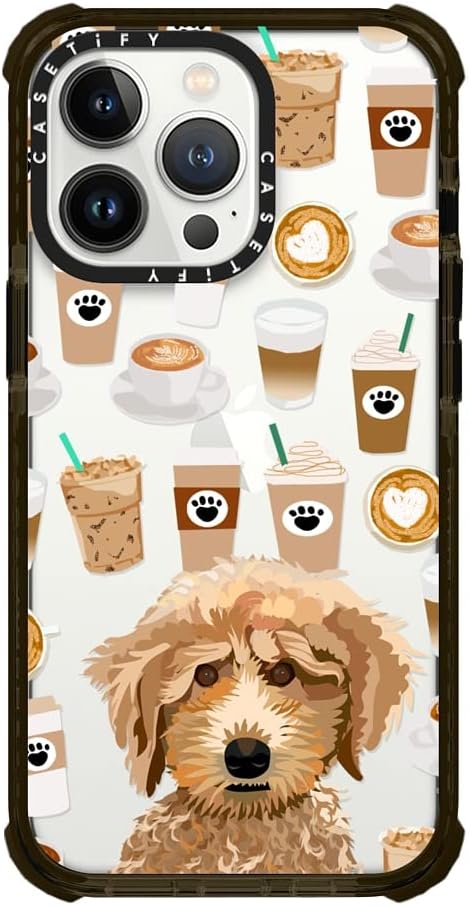 CASETiFY Ultra Impact – Funda para iPhone 13 Pro protección contra caídas de 9.8 pies  Funda transparente de café caniche para amantes de las razas