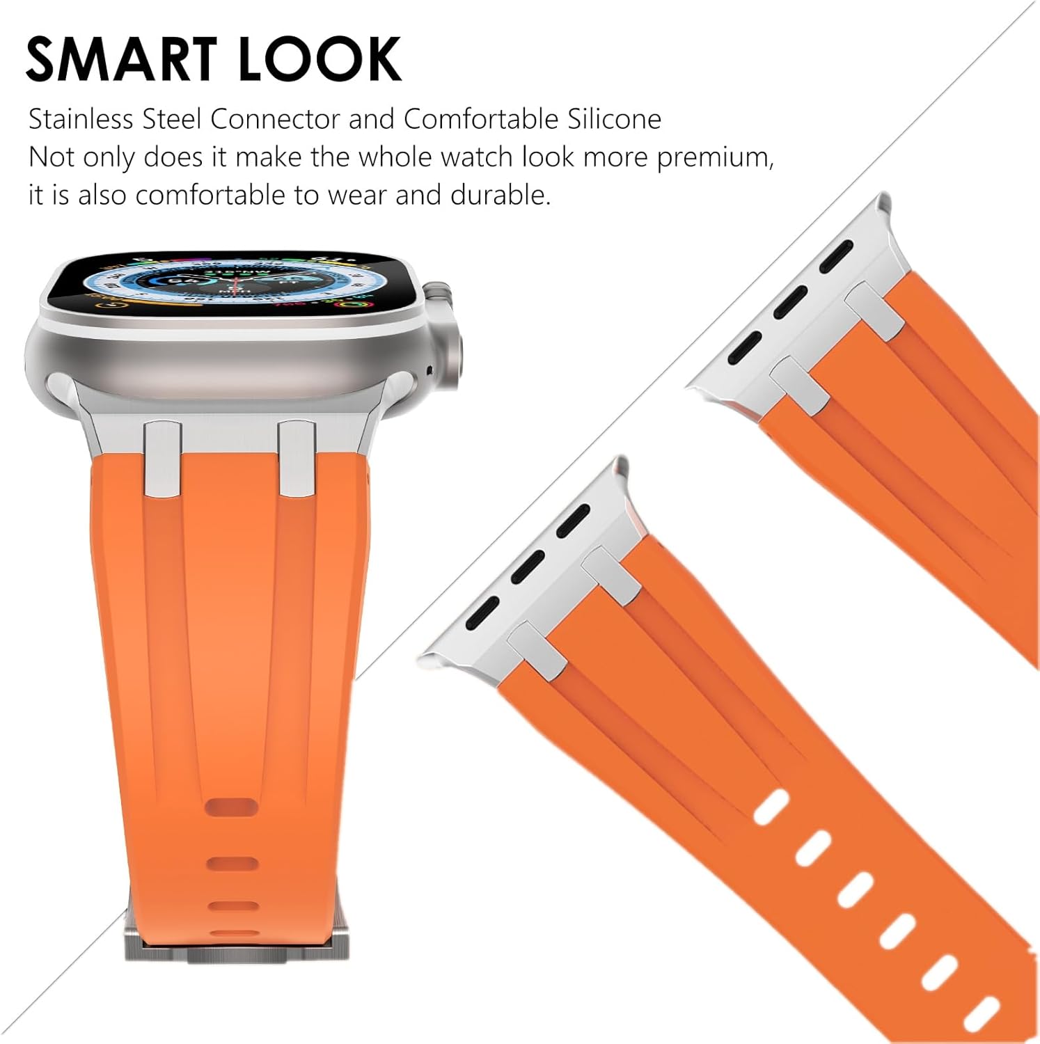 NewWays Correa para Apple Watch Ultra Band de 1.929 in, 1.772 in, 1.732 in, 1.654 in, 1.614 in, 1.575 in, 1.496 in, para hombres, correa de goma de