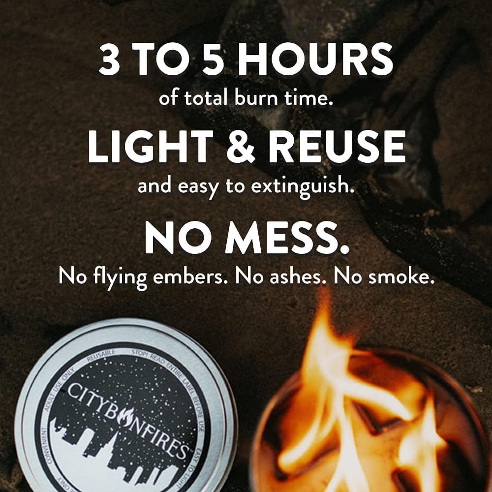 City Bonfires – Hoguera portátil, mini hoguera, hoguera de mesa, sin madera, sin brasas, 3-5 horas de tiempo de combustión, apto para alimentos para