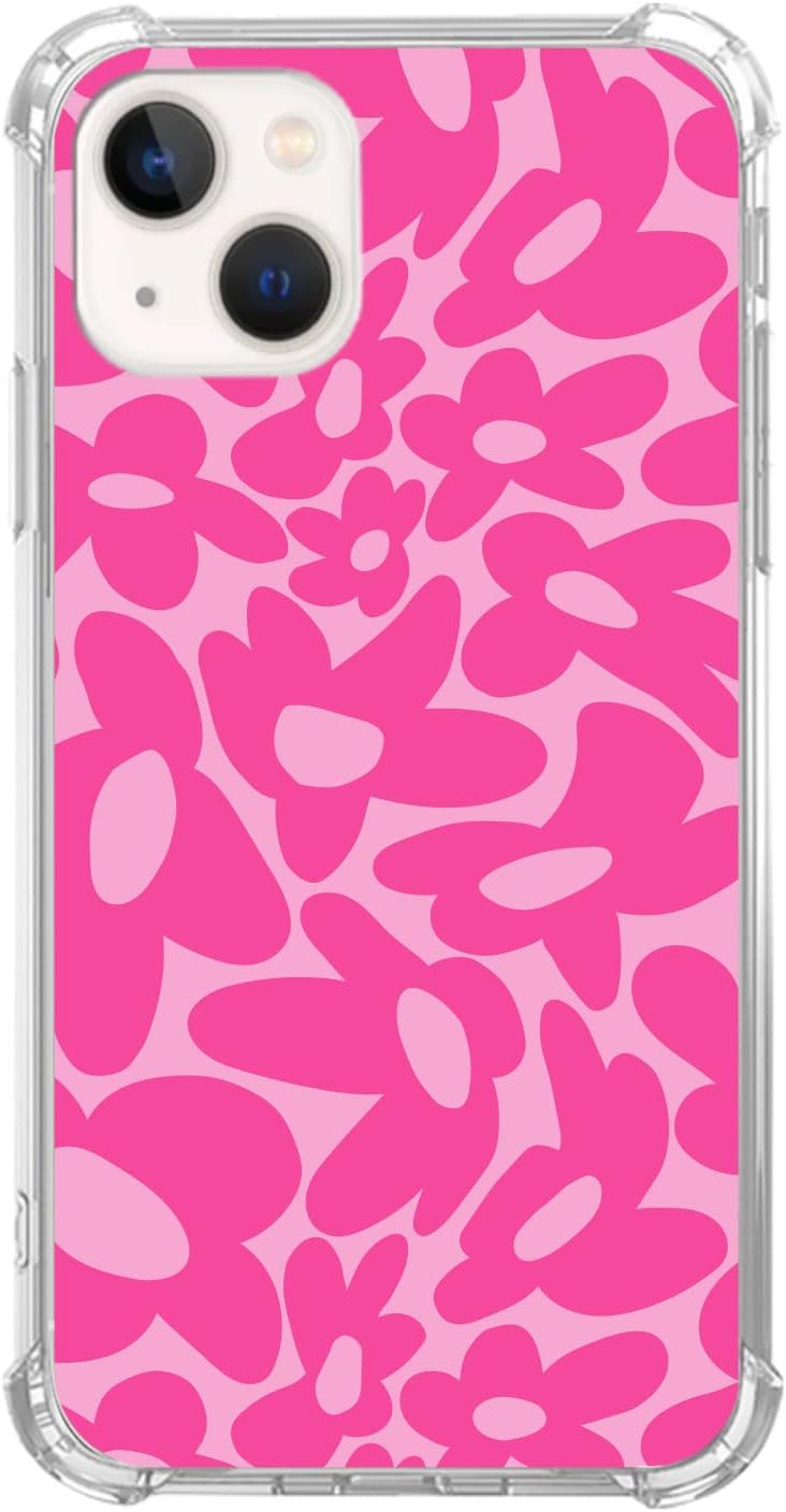 Lemifelgby Y2k – Funda protectora de TPU para iPhone 15 Plus, diseño de margaritas, color rosa