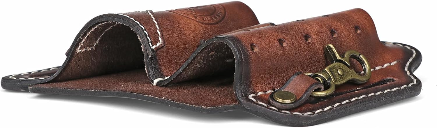 Tourbon Funda multiherramienta de cuero para cinturón compacto EDC bolsa organizador de bolsillo para hombres con funda de linterna soporte para