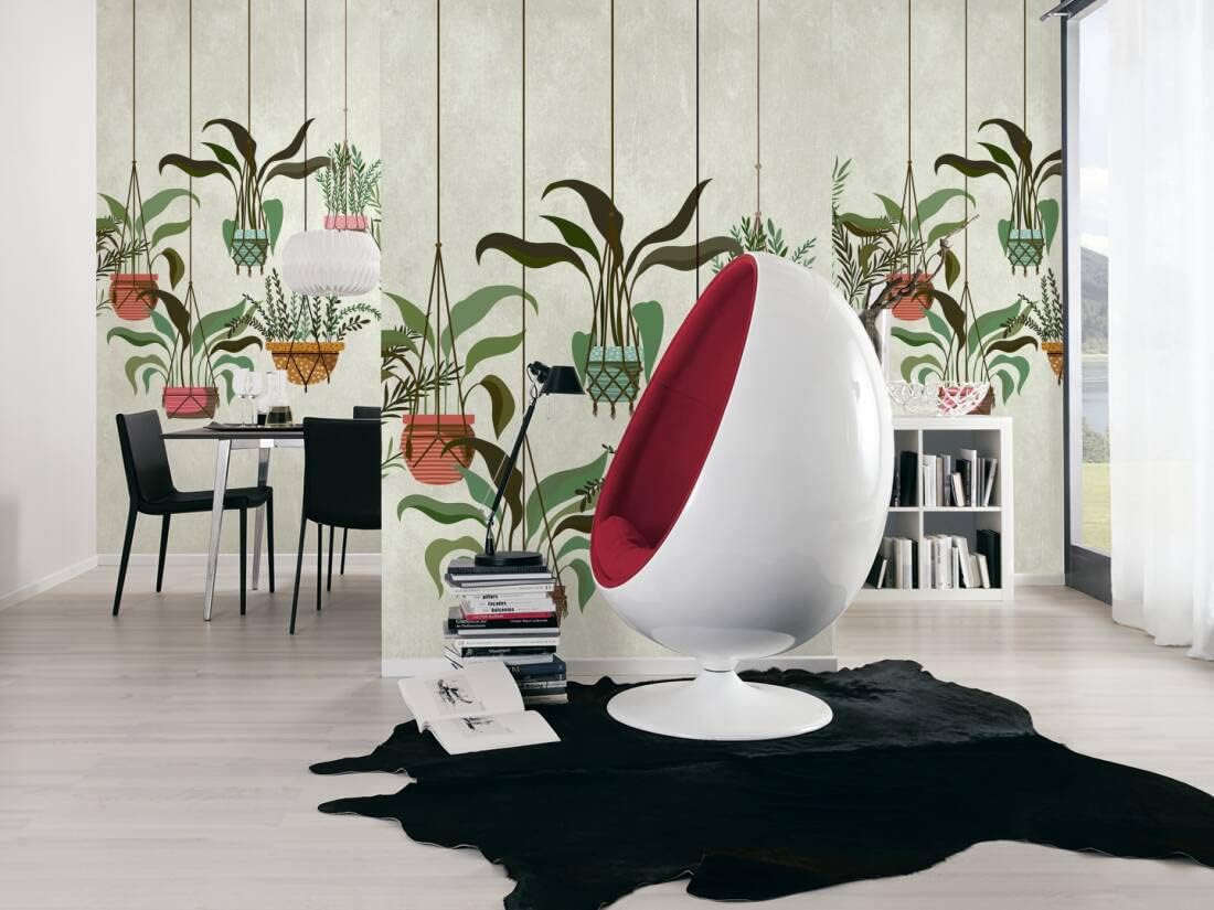 CONCORD WALLCOVERINGS  382661 – Papel tapiz floral para cestas de flores de dormitorio, verde marrón y amarillo, 62.6 pulgadas de ancho x 110