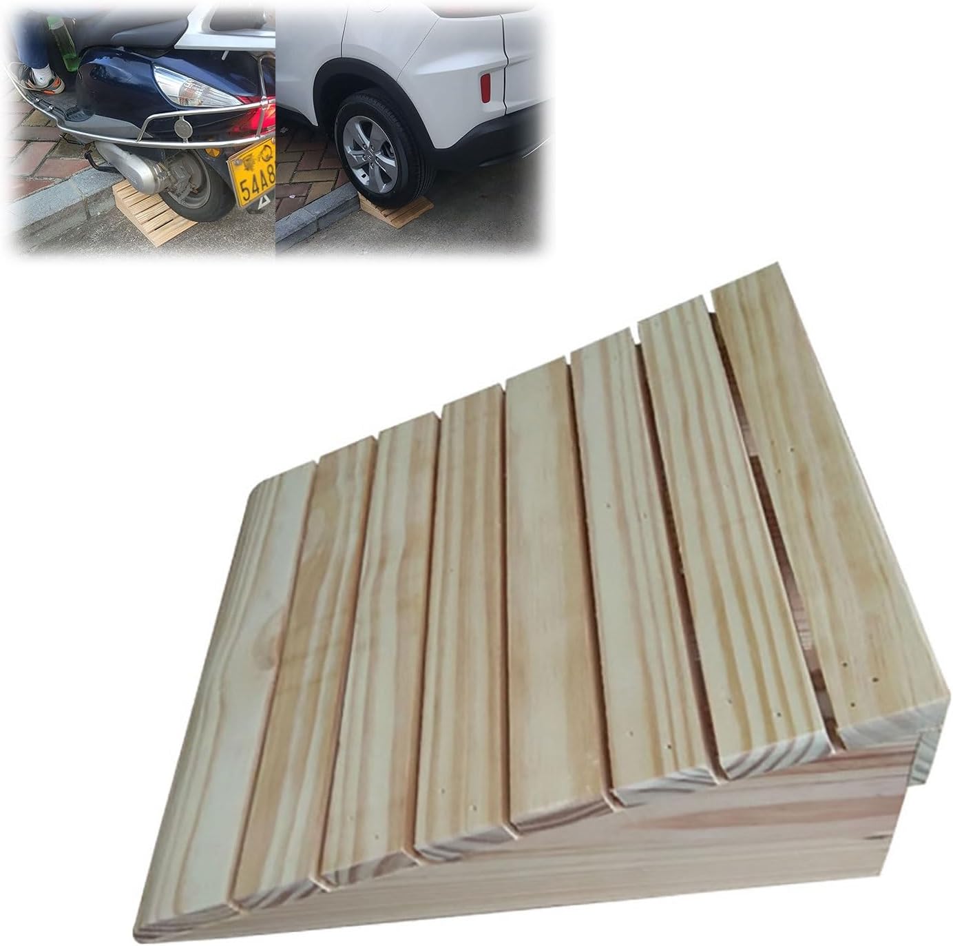 Rampa de bordillo de madera maciza, rampa de puerta, rampa portátil para silla de ruedas, rampa de umbral ligera para calzada, muelle de carga,