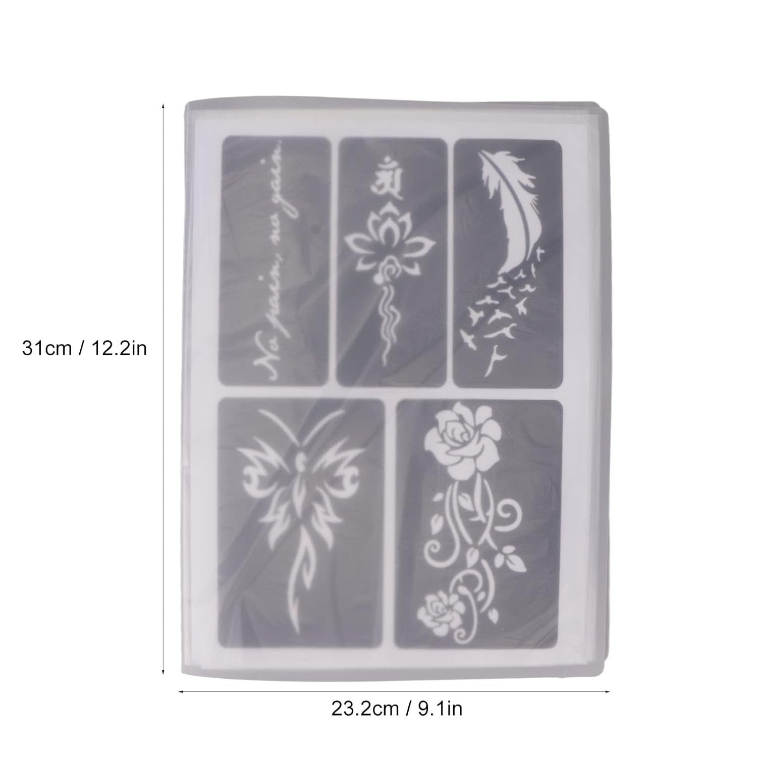 19 hojas de plantillas de tatuaje, plantillas de tatuaje impermeables temporales reutilizables con purpurina para arte corporal (12.2 x 9.1 in)  más