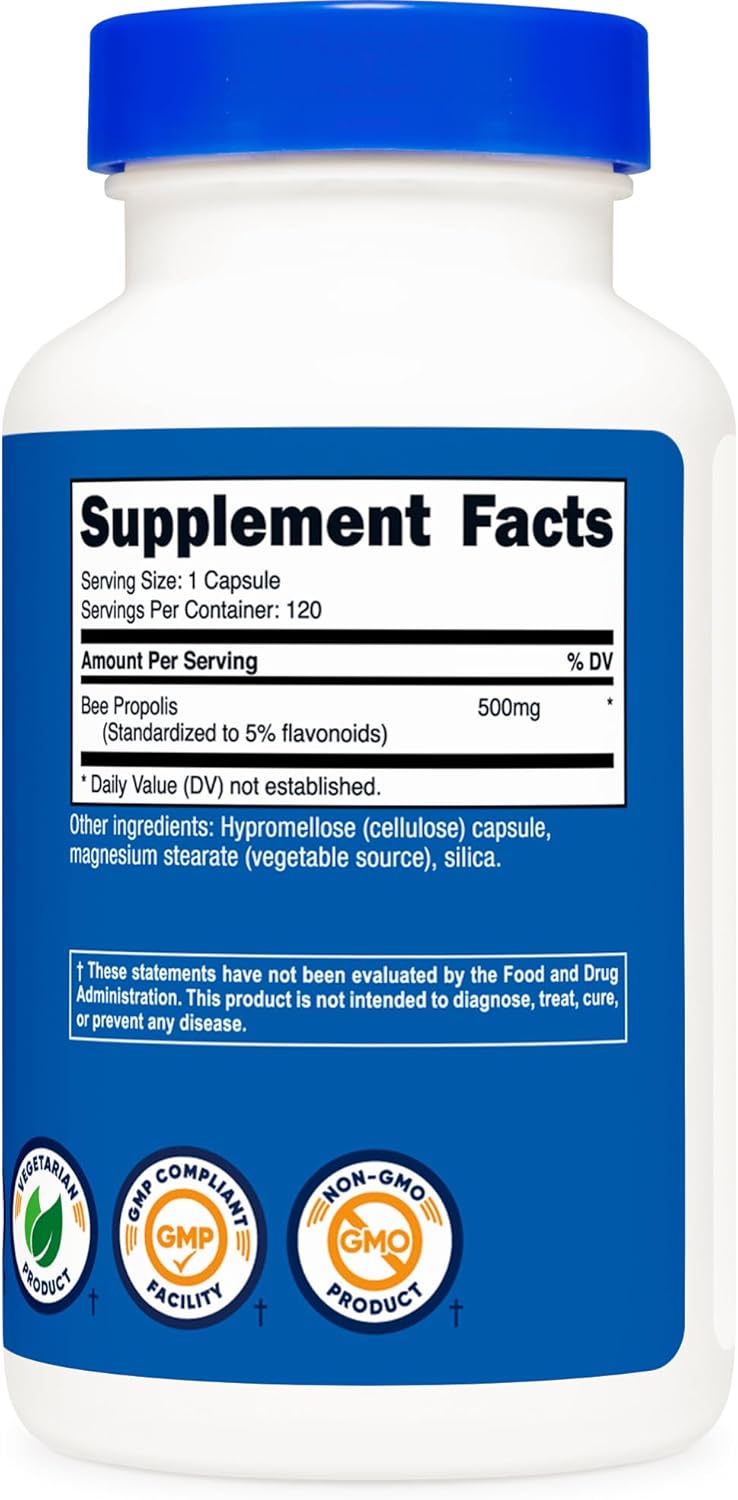 Nutricost Suplemento de propóleo de abeja con 5% de flavonoides (500 mg  120 cápsulas)