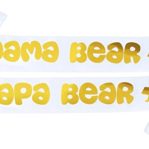 Paquete de banda para baby shower con bonito oso (fajas blancas y letras doradas) para niñas y niños, decoración de fiesta de baby shower, regalos, Paquete de banda para baby shower con bonito oso (fajas blancas y letras doradas) para niñas y niños, decoración de fiesta de baby shower, regalos,