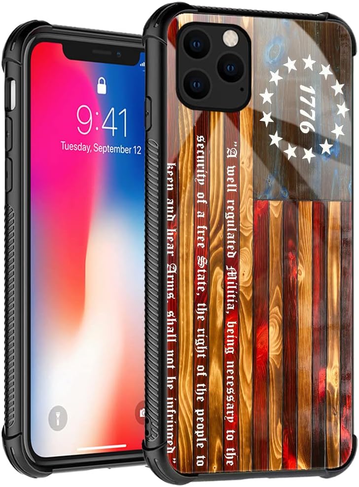 TnXee Funda compatible con iPhone 13 Mini, Betsy Ross de 13 estrellas de madera con diseño de patrón 1776 para iPhone 13 Mini, fundas para hombres y