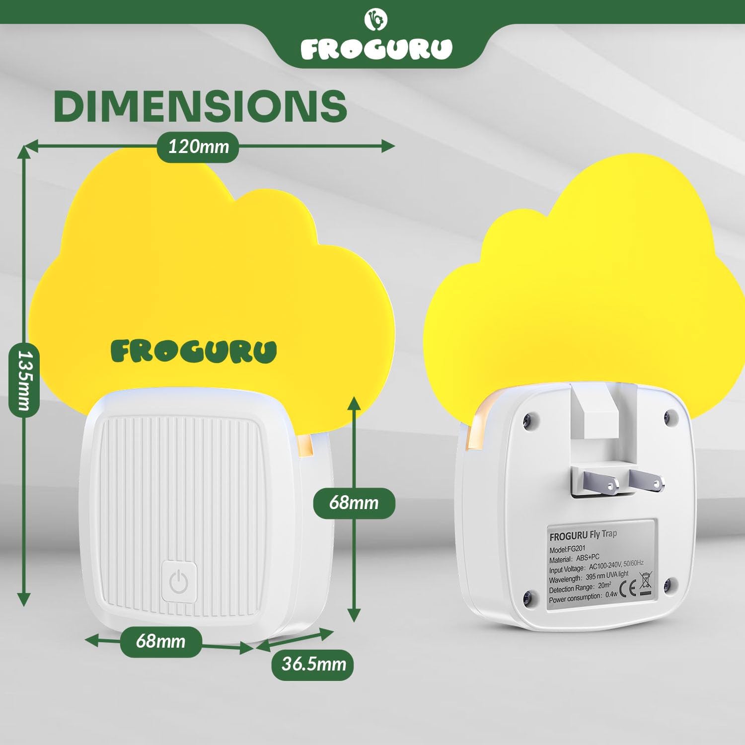 FROGURU Trampa para moscas para interiores con 14 recambios adhesivos (paquete de 2) – Trampa para moscas de interior fácil de usar sin olor para el