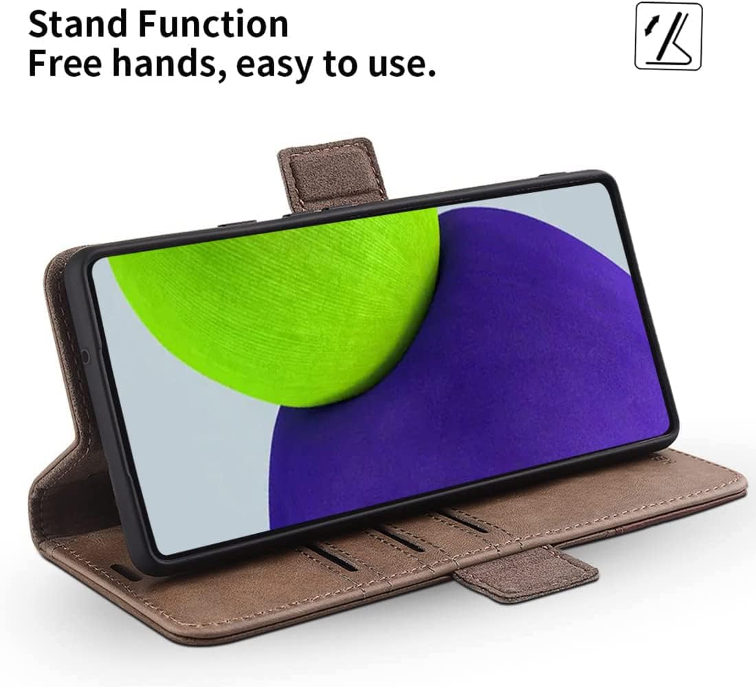 KEZiHOME Funda para Galaxy S22+ Plus 5G, de piel auténtica, con función atril y ranura para tarjeta de crédito, bloqueo magnético, compatible con