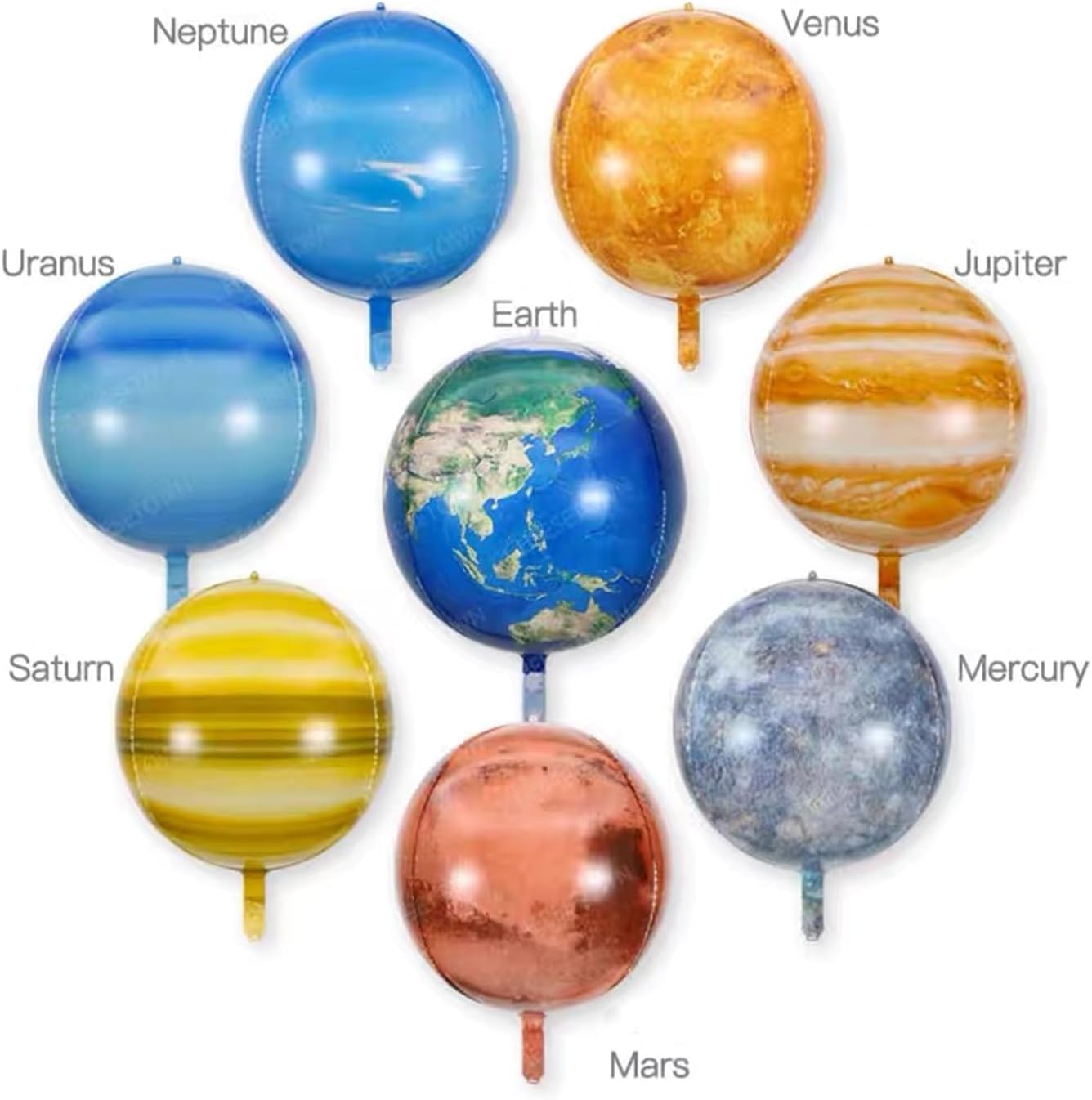 Gallasy 10pcs 22inch Solar System Balloon, 3D Helium Foil Planet Balloon, Moon Balloon, Earth Balloon, Sun Balloon, Mercury, Mars, Venus, Jupiter,