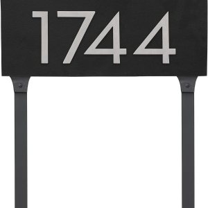Placa de dirección horizontal flotante moderna de 4 pulgadas con estacas de césped, letrero de dirección montado, letrero de números de casa, Placa de dirección horizontal flotante moderna de 4 pulgadas con estacas de césped, letrero de dirección montado, letrero de números de casa,