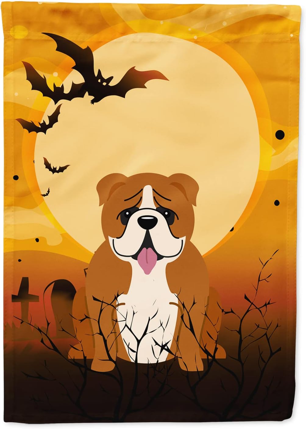 Caroline’s Treasures BB4386GF Bandera de Halloween Bulldog Inglés Rojo Blanco Bandera de Jardín Bandera Decorativa Patio Exterior Jardín Jardín,
