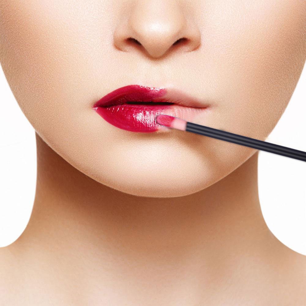 Kits de herramientas de varitas desechables pincel de labios brillo de labios del lápiz labial aplicadores, Negro, Blanco