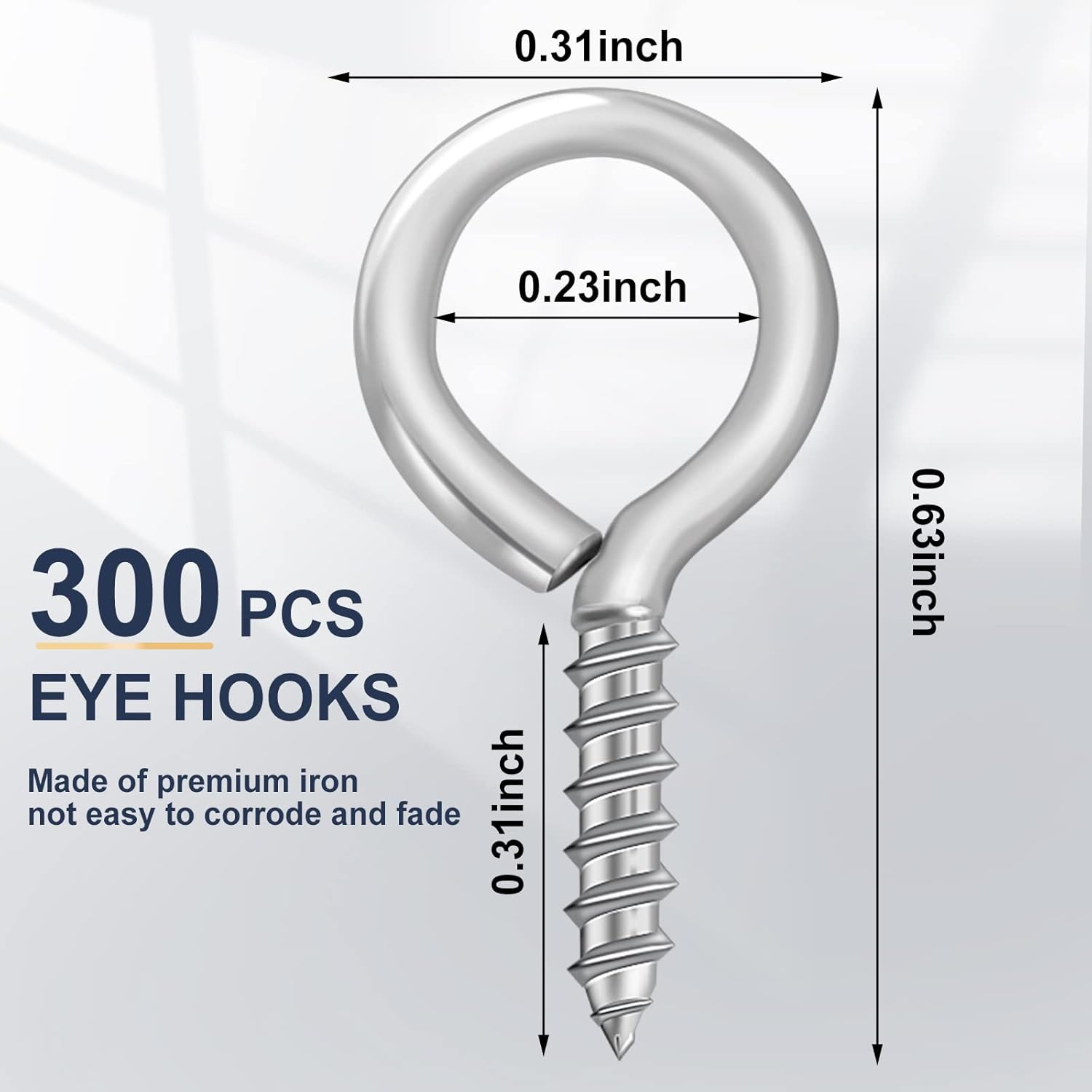 AUGSUN Tornillos de ojo, 300 piezas de 0.63 pulgadas de tornillo de 0.63 pulgadas, ganchos de tornillo de alta resistencia, tornillos de anillo para