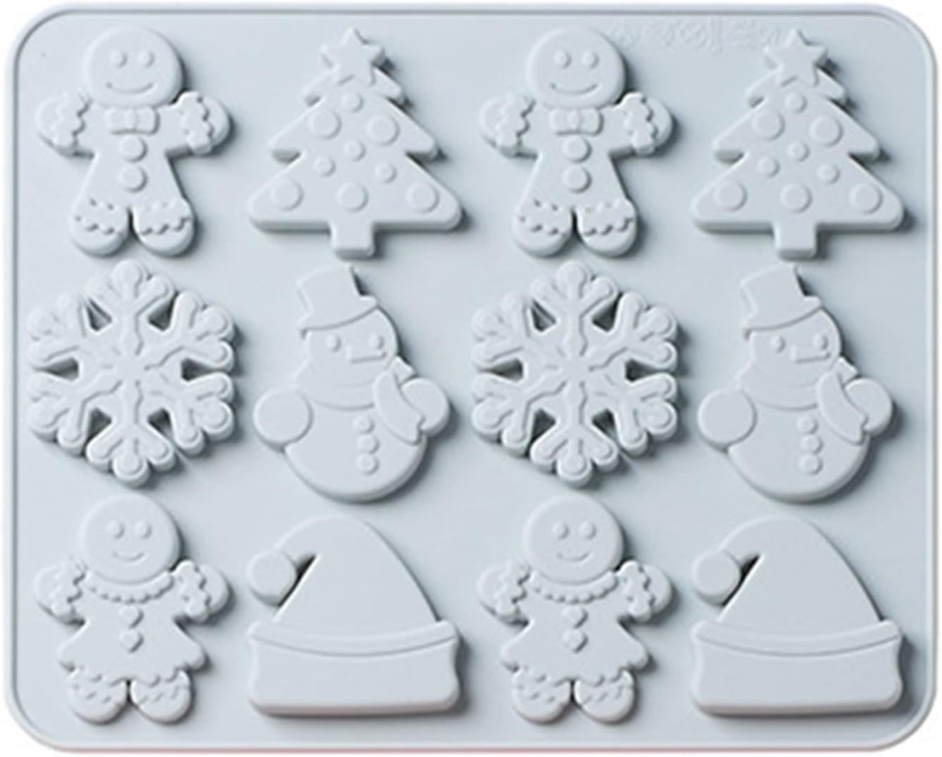 Molde de silicona para chocolate con forma de Navidad, bandejas para hornear galletas de fondant, árboles, caramelo hombre, moldes de chocolate,