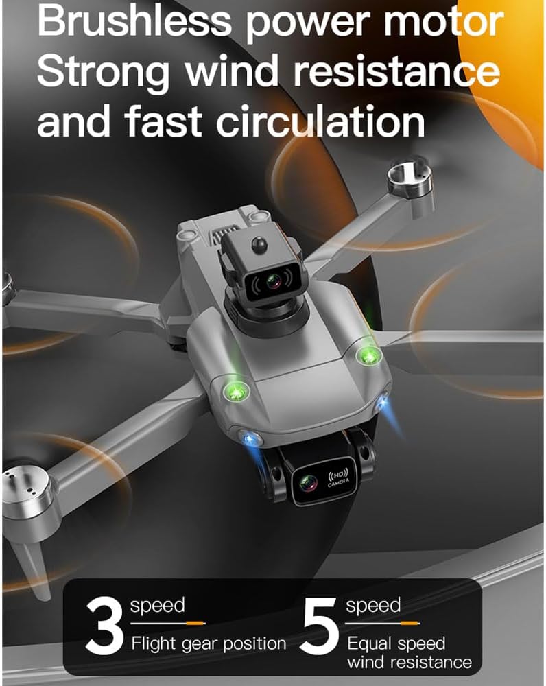 QIYHBVR Drone GPS plegable con cámara UHD 8K para adultos, cuadricóptero con motor sin escobillas, retorno automático, sígueme, vuelo circular,