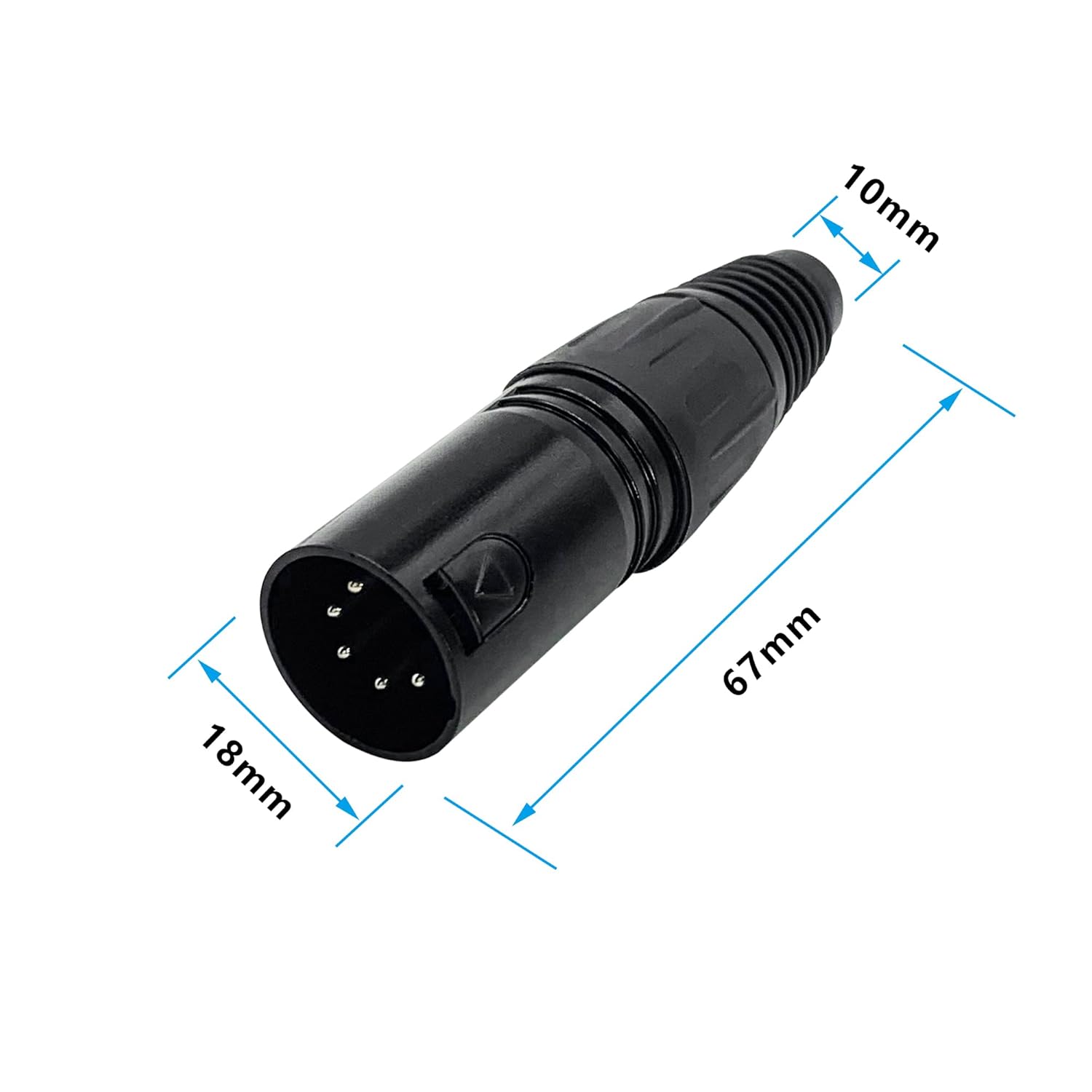 Conector de cable XLR de 5 pines XLR de 5 pines, conector macho de micrófono, conector de cable de micrófono, adaptador de audio, negro, paquete de 2