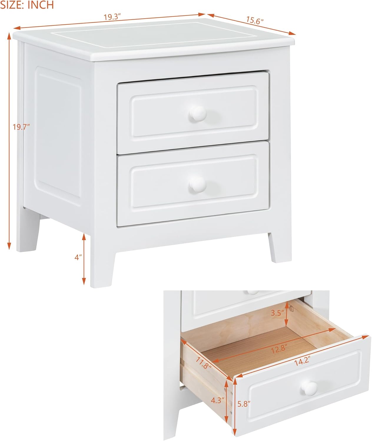 JIJIWANG Mesita de noche moderna con 2 cajones, mesa auxiliar con diseño clásico de madera para dormitorio, sala de estar, sofá, entrada, pasillo,