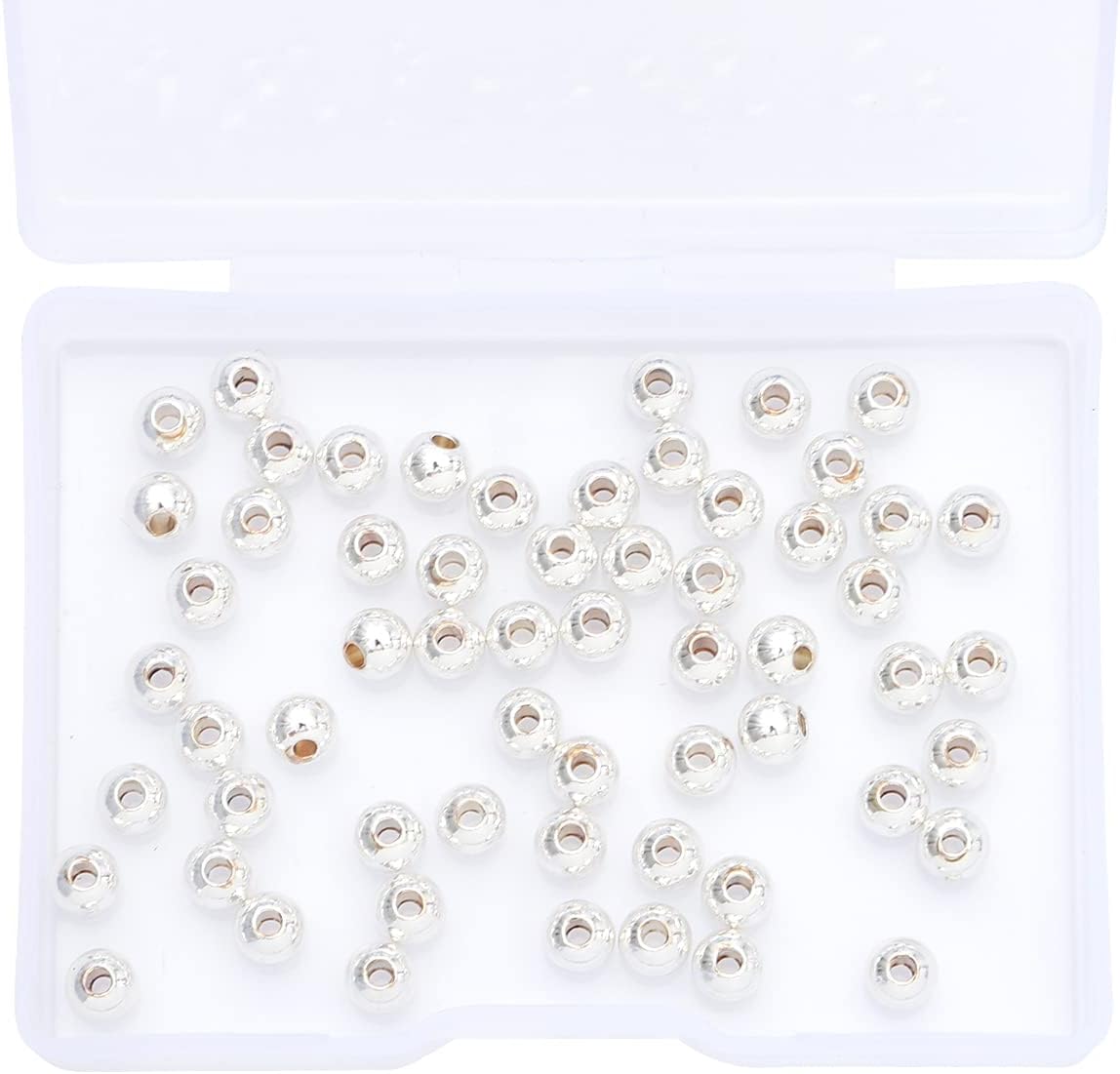 Cuentas espaciadoras redondas plateadas de 0.197 in 60 unids para la fabricación de joyas hallazgos no se deslustran