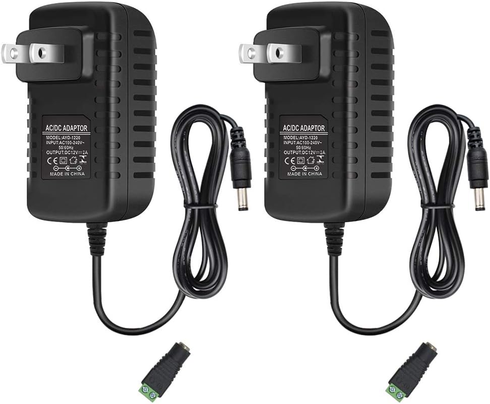 Fuente de alimentación LED de 12 V, 2 A, adaptador de CA de 24 W, transformador de CA de 100-240 V a 12 V CC, fuente de alimentación de 12 V para