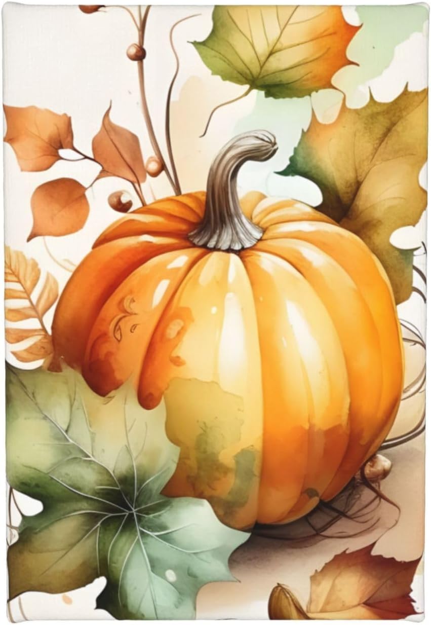 Arte de pared de calabaza y hojas de otoño sobre blanco, pintura en lienzo para decoración del hogar, imágenes góticas, pinturas de arte abstracto,